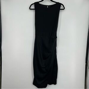 NWT Closet London Black Sleeveless Pencil Dress Pleated Ruched Midi Bodycon  8